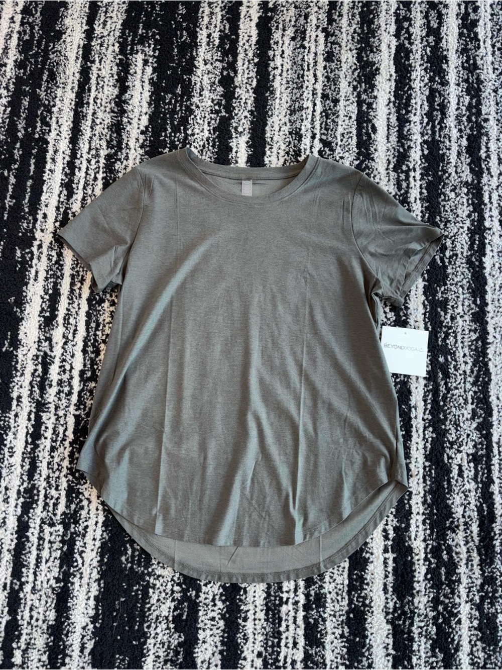 Beyond Yoga Olive Short Sleeve Curved-Hem Tee